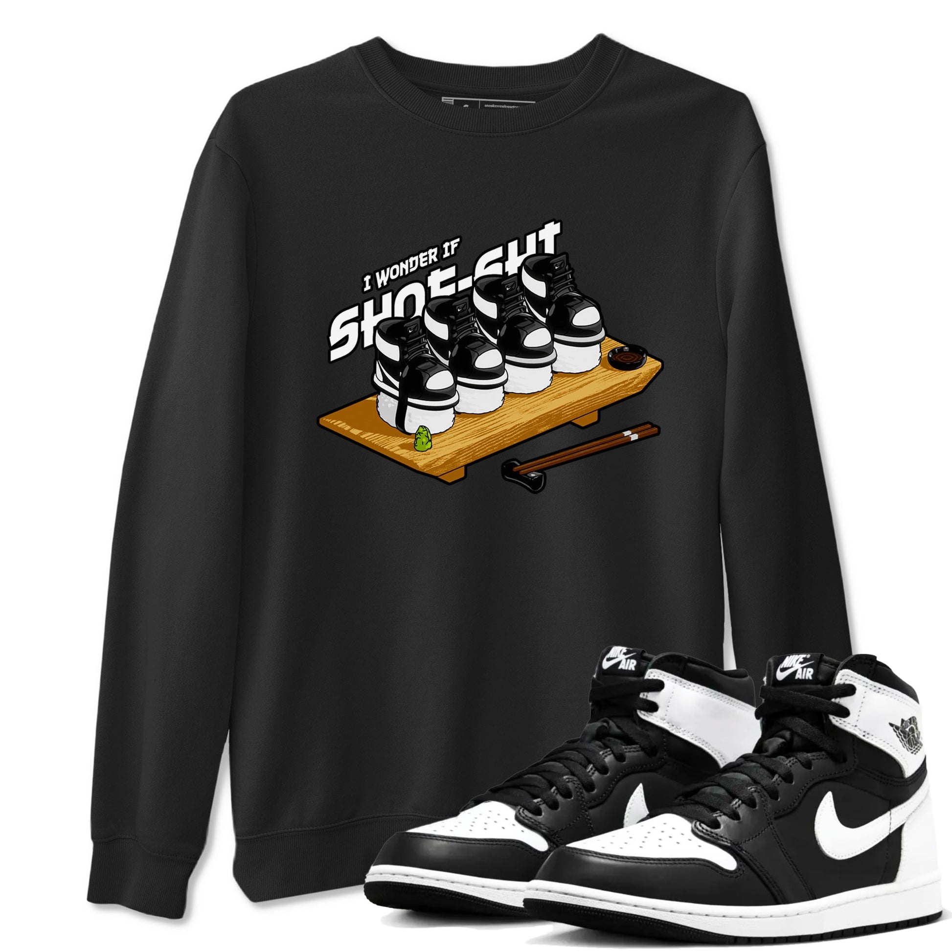 1s Black White shirt to match jordans Shoe-Shi sneaker tees Air Jordan 1 High OG Black White SNRT Sneaker Release Tees unisex cotton Black 1 crew neck shirt