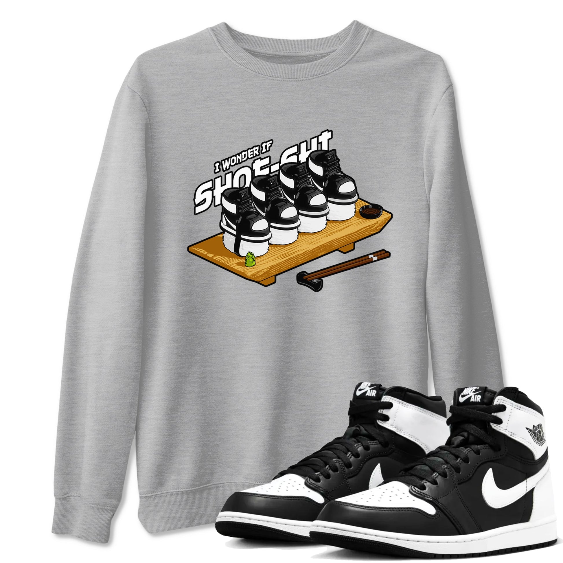 1s Black White shirt to match jordans Shoe-Shi sneaker tees Air Jordan 1 High OG Black White SNRT Sneaker Release Tees unisex cotton Heather Grey 1 crew neck shirt