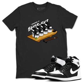 1s Black White shirt to match jordans Shoe-Shi sneaker tees Air Jordan 1 High OG Black White SNRT Sneaker Release Tees unisex cotton Black 1 crew neck shirt