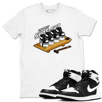 1s Black White shirt to match jordans Shoe-Shi sneaker tees Air Jordan 1 High OG Black White SNRT Sneaker Release Tees unisex cotton White 1 crew neck shirt