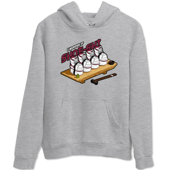 1s Metallic Burgundy shirt to match jordans Shoe-Shi sneaker tees AJ1 Metallic Burgundy SNRT Sneaker Release Tees Unisex Heather Grey 2 T-Shirt