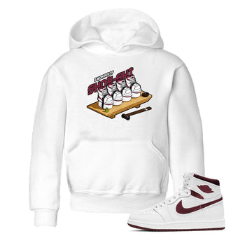 1s Metallic Burgundy shirt to match jordans Shoe-Shi sneaker tees AJ1 Metallic Burgundy SNRT Sneaker Release Tees Baby Toddler White 1 T-Shirt