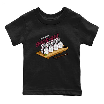 1s Metallic Burgundy shirt to match jordans Shoe-Shi sneaker tees AJ1 Metallic Burgundy SNRT Sneaker Release Tees Baby Toddler Black 2 T-Shirt