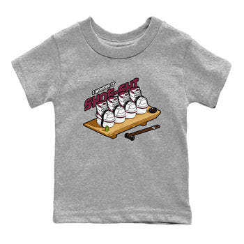 1s Metallic Burgundy shirt to match jordans Shoe-Shi sneaker tees AJ1 Metallic Burgundy SNRT Sneaker Release Tees Baby Toddler Heather Grey 2 T-Shirt