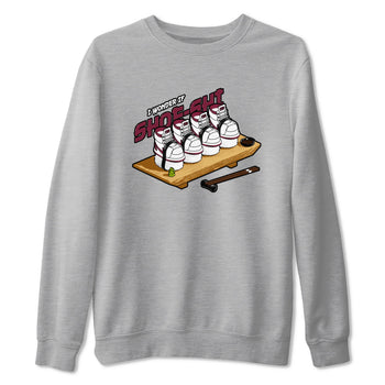 1s Metallic Burgundy shirt to match jordans Shoe-Shi sneaker tees AJ1 Metallic Burgundy SNRT Sneaker Release Tees Unisex Heather Grey 2 T-Shirt