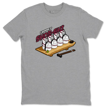 1s Metallic Burgundy shirt to match jordans Shoe-Shi sneaker tees AJ1 Metallic Burgundy SNRT Sneaker Release Tees Unisex Heather Grey 2 T-Shirt