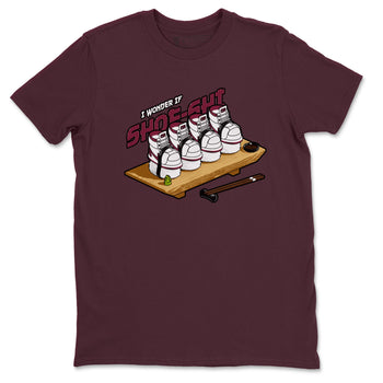1s Metallic Burgundy shirt to match jordans Shoe-Shi sneaker tees AJ1 Metallic Burgundy SNRT Sneaker Release Tees Unisex Maroon 2 T-Shirt