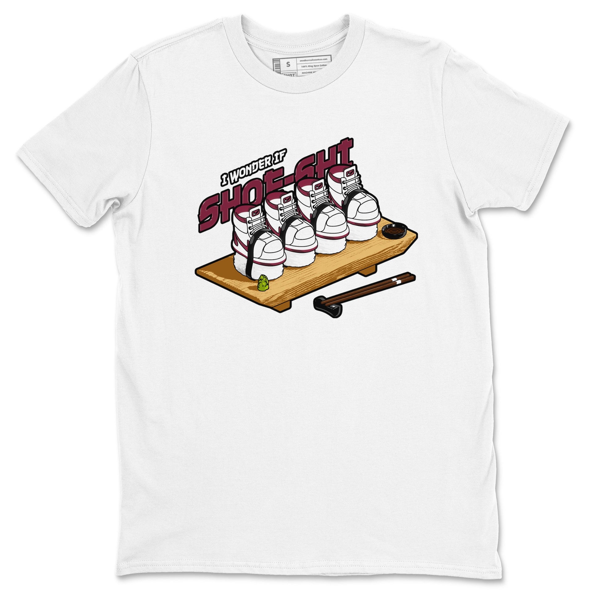 1s Metallic Burgundy shirt to match jordans Shoe-Shi sneaker tees AJ1 Metallic Burgundy SNRT Sneaker Release Tees Unisex White 2 T-Shirt