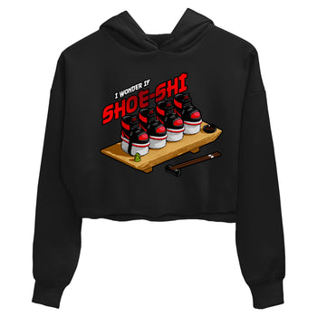 Air Jordan 1 Satin Bred shirt to match jordans Shoe-Shi sneaker tees AJ1 Satin Bred SNRT Sneaker Release Tees Black 2 Crop T-Shirt
