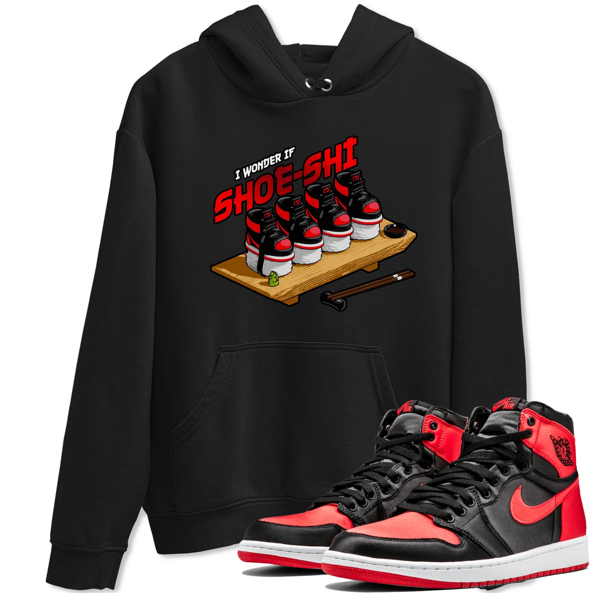 Air Jordan 1 Satin Bred shirt to match jordans Shoe-Shi sneaker tees AJ1 Satin Bred SNRT Sneaker Release Tees Unisex Black 1 T-Shirt