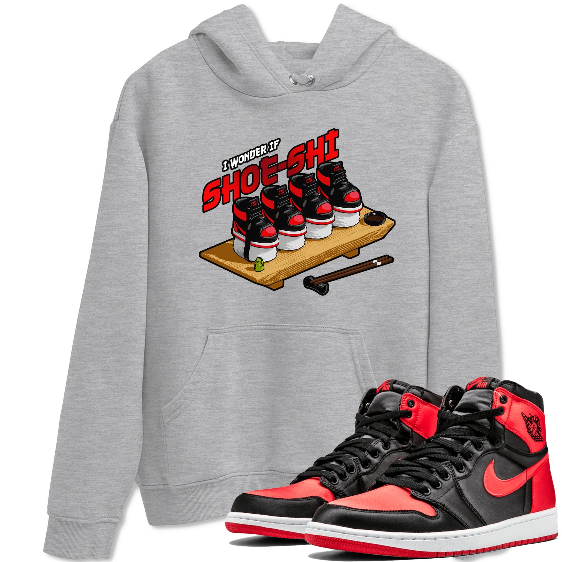 Air Jordan 1 Satin Bred shirt to match jordans Shoe-Shi sneaker tees AJ1 Satin Bred SNRT Sneaker Release Tees Unisex Heather Grey 1 T-Shirt
