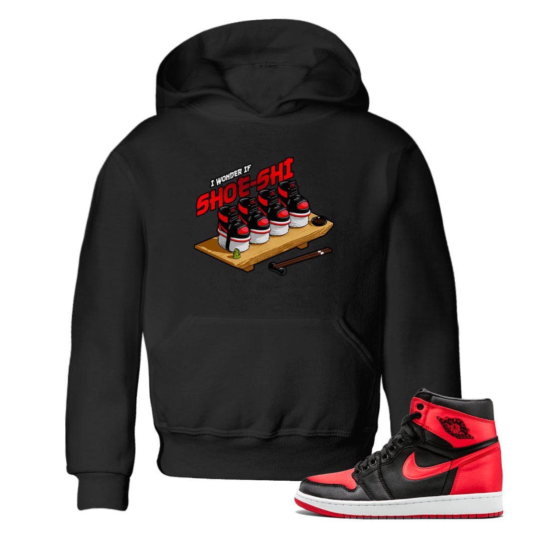 Air Jordan 1 Satin Bred shirt to match jordans Shoe-Shi sneaker tees AJ1 Satin Bred SNRT Sneaker Release Tees Baby Toddler Black 1 T-Shirt