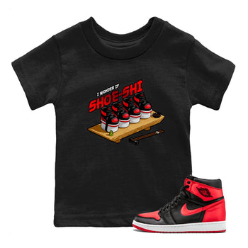 Air Jordan 1 Satin Bred shirt to match jordans Shoe-Shi sneaker tees AJ1 Satin Bred SNRT Sneaker Release Tees Baby Toddler Black 1 T-Shirt