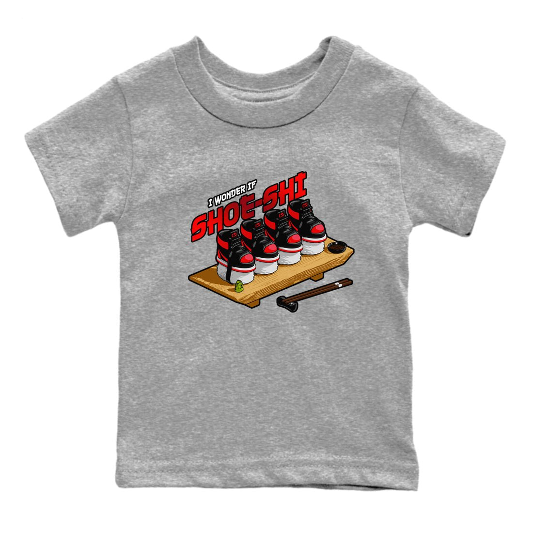Air Jordan 1 Satin Bred shirt to match jordans Shoe-Shi sneaker tees AJ1 Satin Bred SNRT Sneaker Release Tees Baby Toddler Heather Grey 2 T-Shirt