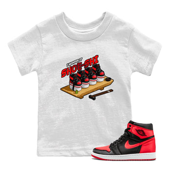 Air Jordan 1 Satin Bred shirt to match jordans Shoe-Shi sneaker tees AJ1 Satin Bred SNRT Sneaker Release Tees Baby Toddler White 1 T-Shirt
