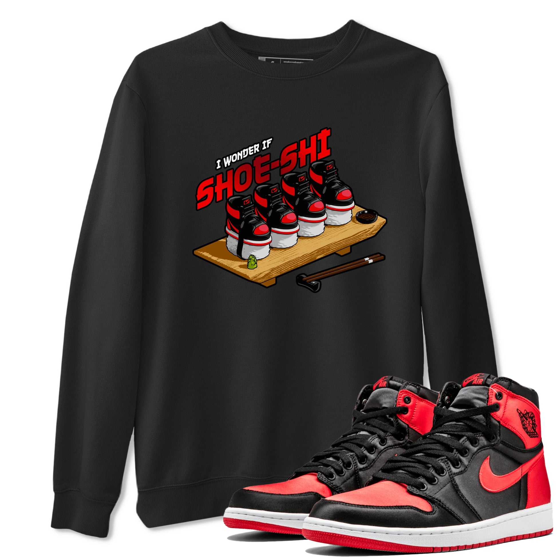 Air Jordan 1 Satin Bred shirt to match jordans Shoe-Shi sneaker tees AJ1 Satin Bred SNRT Sneaker Release Tees Unisex Black 1 T-Shirt