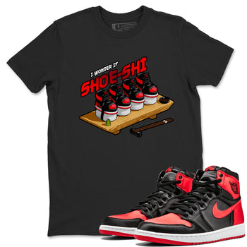 Air Jordan 1 Satin Bred shirt to match jordans Shoe-Shi sneaker tees AJ1 Satin Bred SNRT Sneaker Release Tees Unisex Black 1 T-Shirt