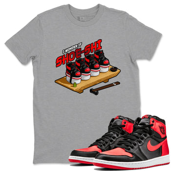 Air Jordan 1 Satin Bred shirt to match jordans Shoe-Shi sneaker tees AJ1 Satin Bred SNRT Sneaker Release Tees Unisex Heather Grey 1 T-Shirt