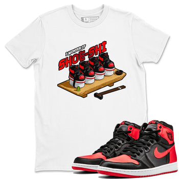 Air Jordan 1 Satin Bred shirt to match jordans Shoe-Shi sneaker tees AJ1 Satin Bred SNRT Sneaker Release Tees Unisex White 1 T-Shirt