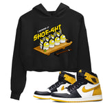 1s Yellow Ochre shirt to match jordans Shoe-Shi sneaker tees Air Jordan 1 Yellow Ochre SNRT Sneaker Release Tees Black 1 crop length shirt