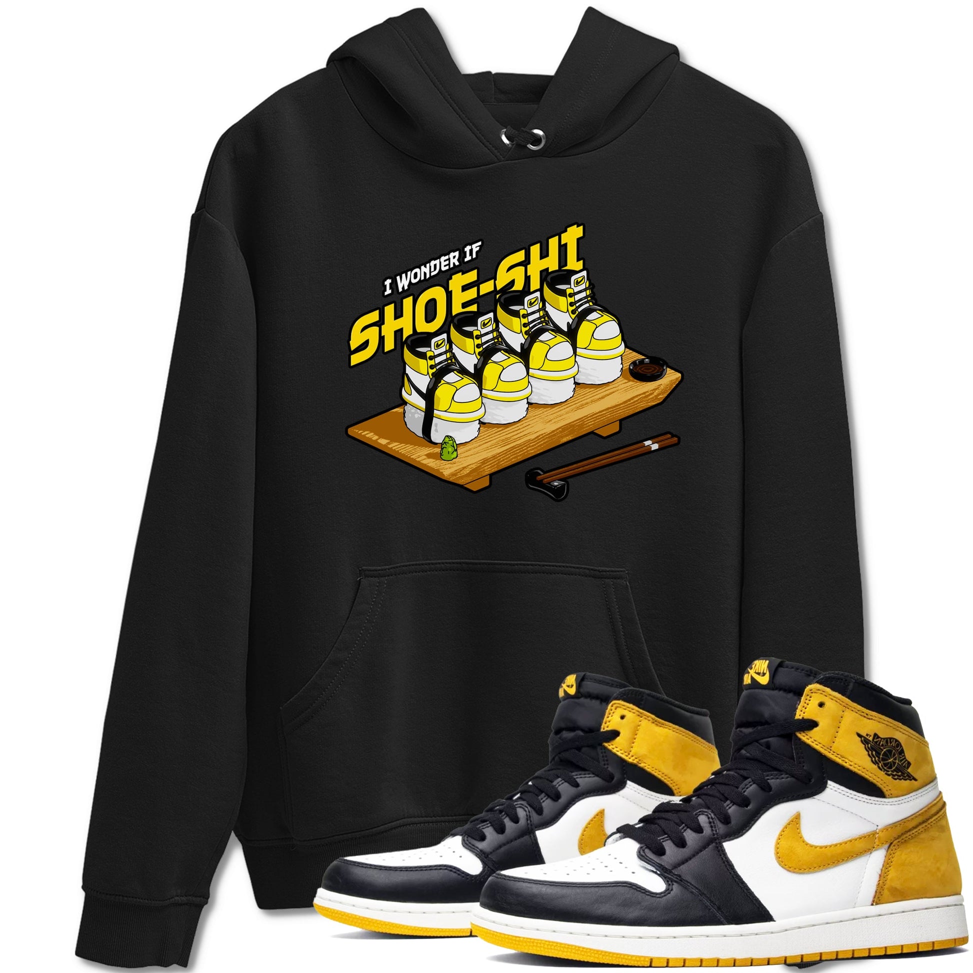 1s Yellow Ochre shirt to match jordans Shoe-Shi sneaker tees Air Jordan 1 Yellow Ochre SNRT Sneaker Release Tees unisex cotton Black 1 crew neck shirt