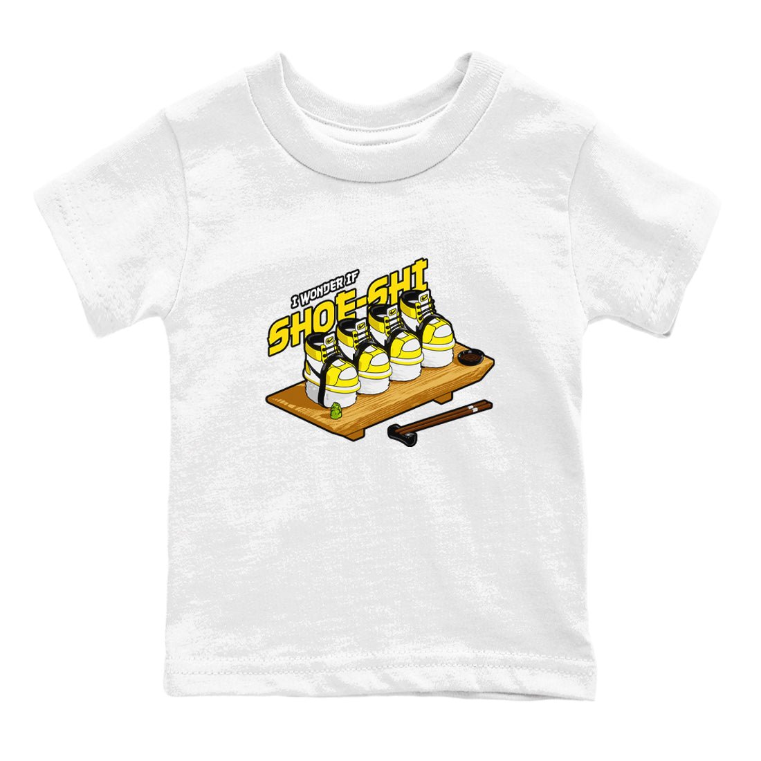 1s Yellow Ochre shirt to match jordans Shoe-Shi sneaker tees Air Jordan 1 Yellow Ochre SNRT sneaker release tees baby toddler White 2 cotton Shirt