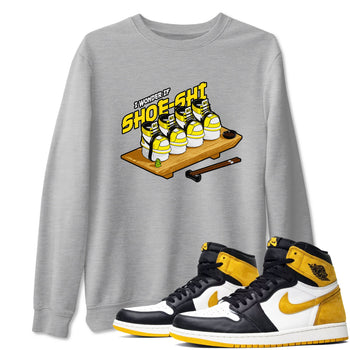 1s Yellow Ochre shirt to match jordans Shoe-Shi sneaker tees Air Jordan 1 Yellow Ochre SNRT Sneaker Release Tees unisex cotton Heather Grey 1 crew neck shirt