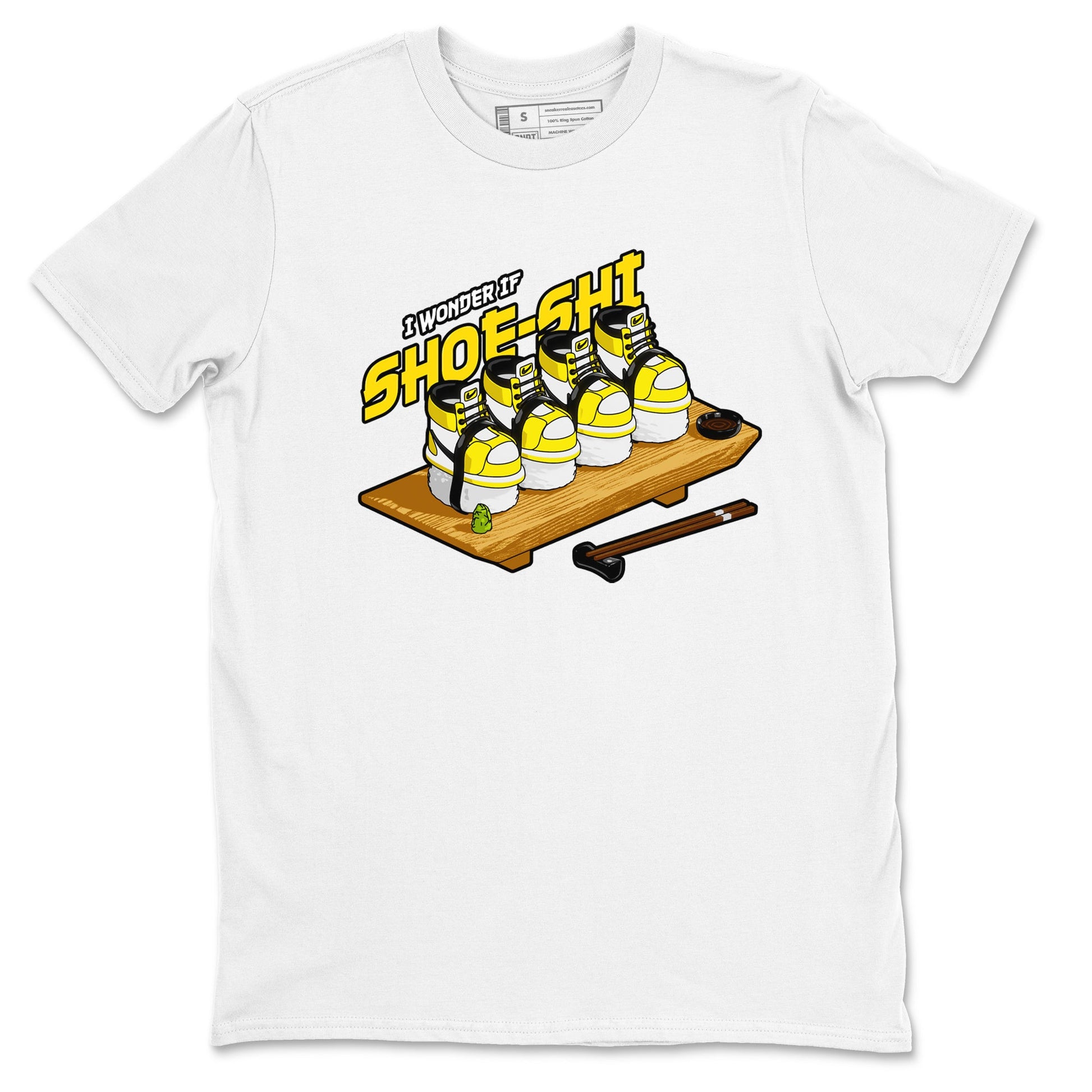 1s Yellow Ochre shirt to match jordans Shoe-Shi sneaker tees Air Jordan 1 Yellow Ochre SNRT Sneaker Release Tees unisex cotton White 2 crew neck shirt