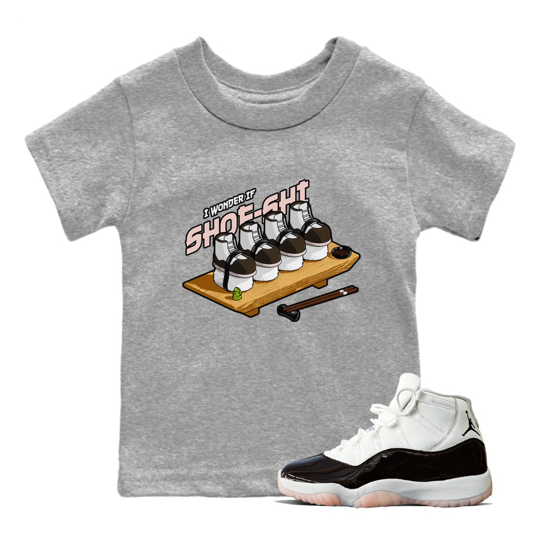 Air Jordan 11 Neapolitan shirt to match jordans Shoe-Shi sneaker tees AJ11 Neapolitan SNRT Sneaker Release Tees Baby Toddler Heather Grey 1 T-Shirt