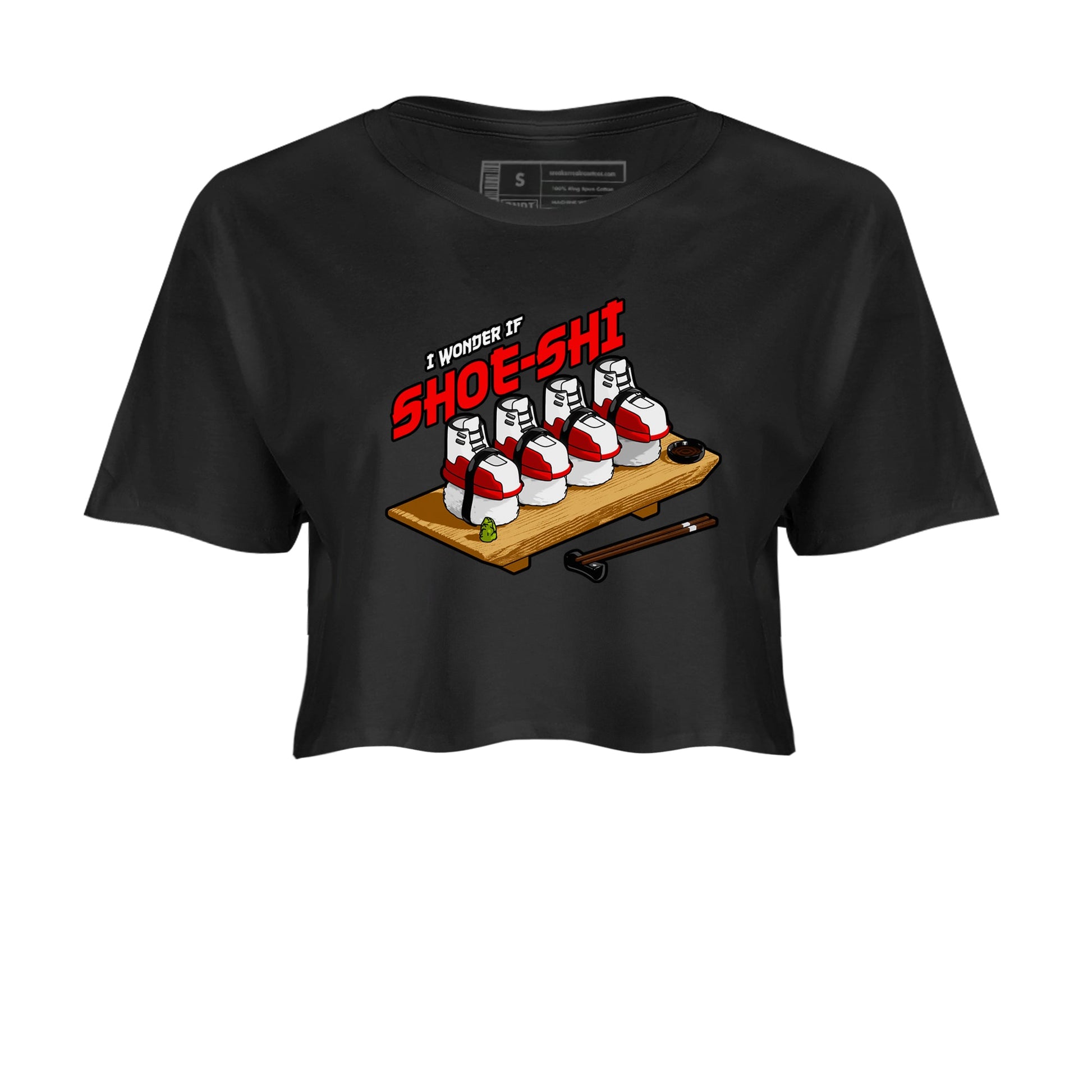 Air Jordan 12 Cherry shirt to match jordans Shoe-Shi sneaker tees AJ12 Cherry SNRT Sneaker Release Tees Black 2 Crop T-Shirt