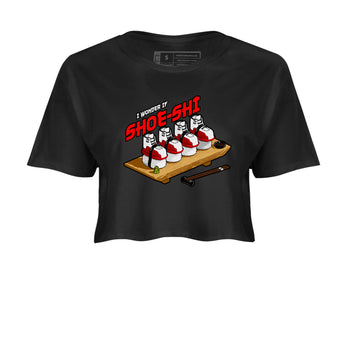 Air Jordan 12 Cherry shirt to match jordans Shoe-Shi sneaker tees AJ12 Cherry SNRT Sneaker Release Tees Black 2 Crop T-Shirt