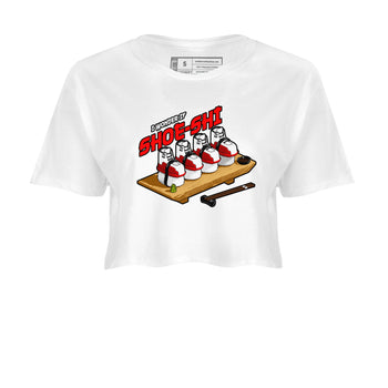 Air Jordan 12 Cherry shirt to match jordans Shoe-Shi sneaker tees AJ12 Cherry SNRT Sneaker Release Tees White 2 Crop T-Shirt
