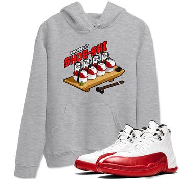 Air Jordan 12 Cherry shirt to match jordans Shoe-Shi sneaker tees AJ12 Cherry SNRT Sneaker Release Tees Unisex Heather Grey 1 T-Shirt