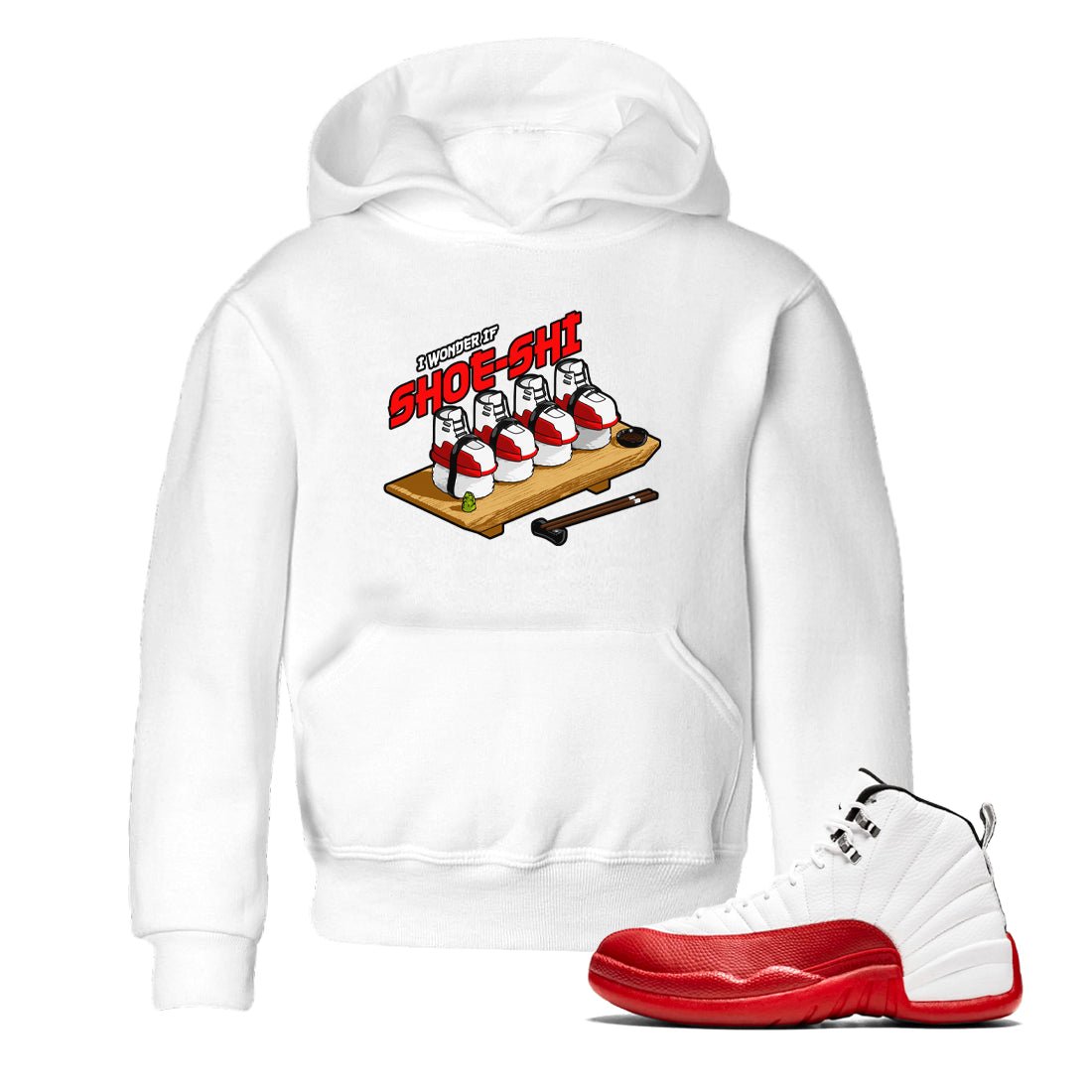 Air Jordan 12 Cherry shirt to match jordans Shoe-Shi sneaker tees AJ12 Cherry SNRT Sneaker Release Tees Baby Toddler White 1 T-Shirt