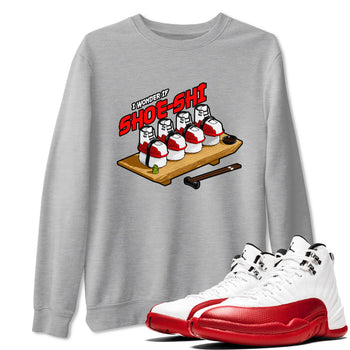 Air Jordan 12 Cherry shirt to match jordans Shoe-Shi sneaker tees AJ12 Cherry SNRT Sneaker Release Tees Unisex Heather Grey 1 T-Shirt