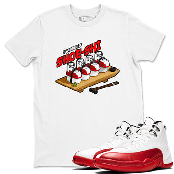 Air Jordan 12 Cherry shirt to match jordans Shoe-Shi sneaker tees AJ12 Cherry SNRT Sneaker Release Tees Unisex White 1 T-Shirt
