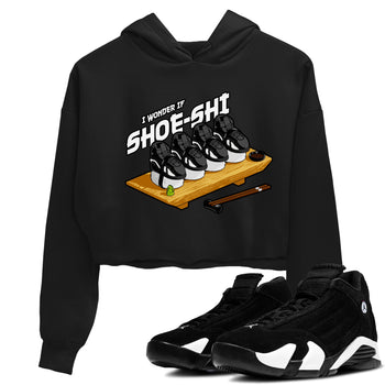 Air Jordan 14 Panda shirt to match jordans Shoe-Shi sneaker tees AJ14 Panda SNRT Sneaker Release Tees Black 1 crop length shirt