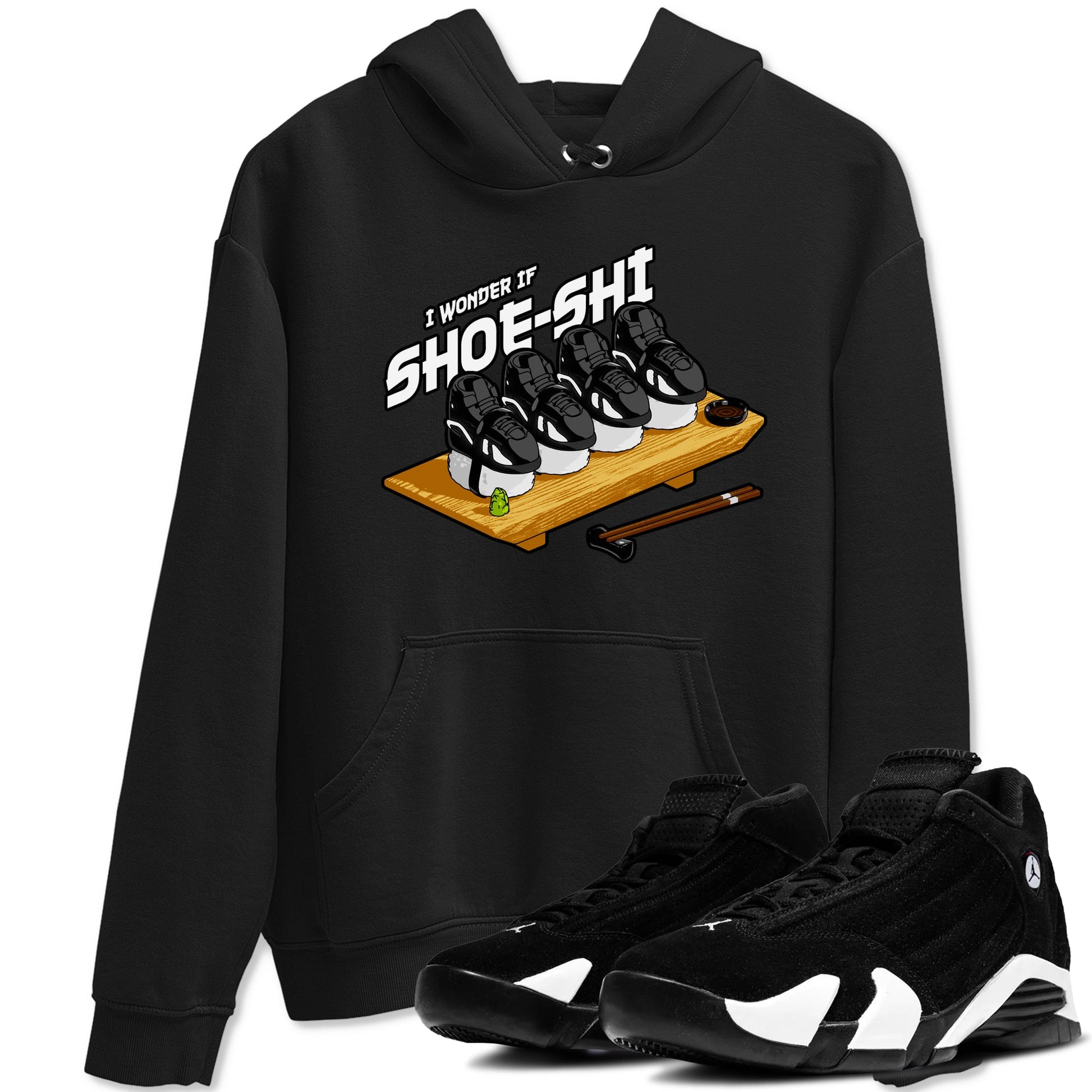 Air Jordan 14 Panda shirt to match jordans Shoe-Shi sneaker tees AJ14 Panda SNRT Sneaker Release Tees unisex cotton Black 1 crew neck shirt