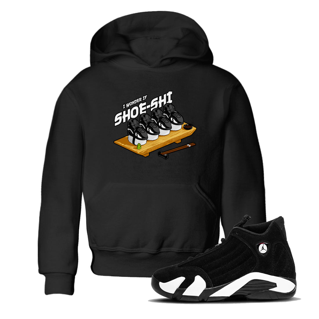 Air Jordan 14 Panda shirt to match jordans Shoe-Shi sneaker tees AJ14 Panda SNRT sneaker release tees baby toddler Black 1 cotton Shirt