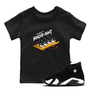 Air Jordan 14 Panda shirt to match jordans Shoe-Shi sneaker tees AJ14 Panda SNRT sneaker release tees baby toddler Black 1 cotton Shirt