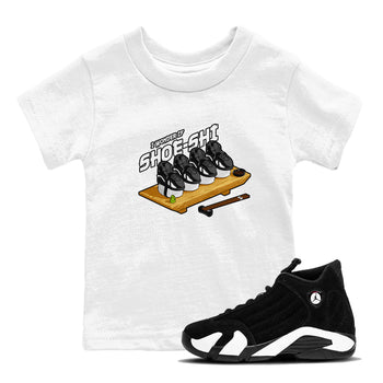 Air Jordan 14 Panda shirt to match jordans Shoe-Shi sneaker tees AJ14 Panda SNRT sneaker release tees baby toddler White 1 cotton Shirt