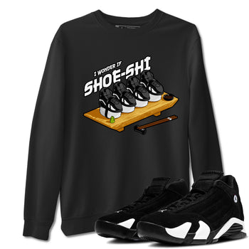 Air Jordan 14 Panda shirt to match jordans Shoe-Shi sneaker tees AJ14 Panda SNRT Sneaker Release Tees unisex cotton Black 1 crew neck shirt