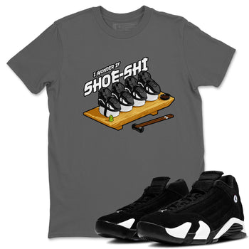 Air Jordan 14 Panda shirt to match jordans Shoe-Shi sneaker tees AJ14 Panda SNRT Sneaker Release Tees unisex cotton Cool Grey 1 crew neck shirt