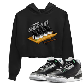 3s Green Glow shirt to match jordans Shoe-Shi sneaker tees Air Jordan 3 Green Glow SNRT Sneaker Release Tees Black 1 crop length shirt