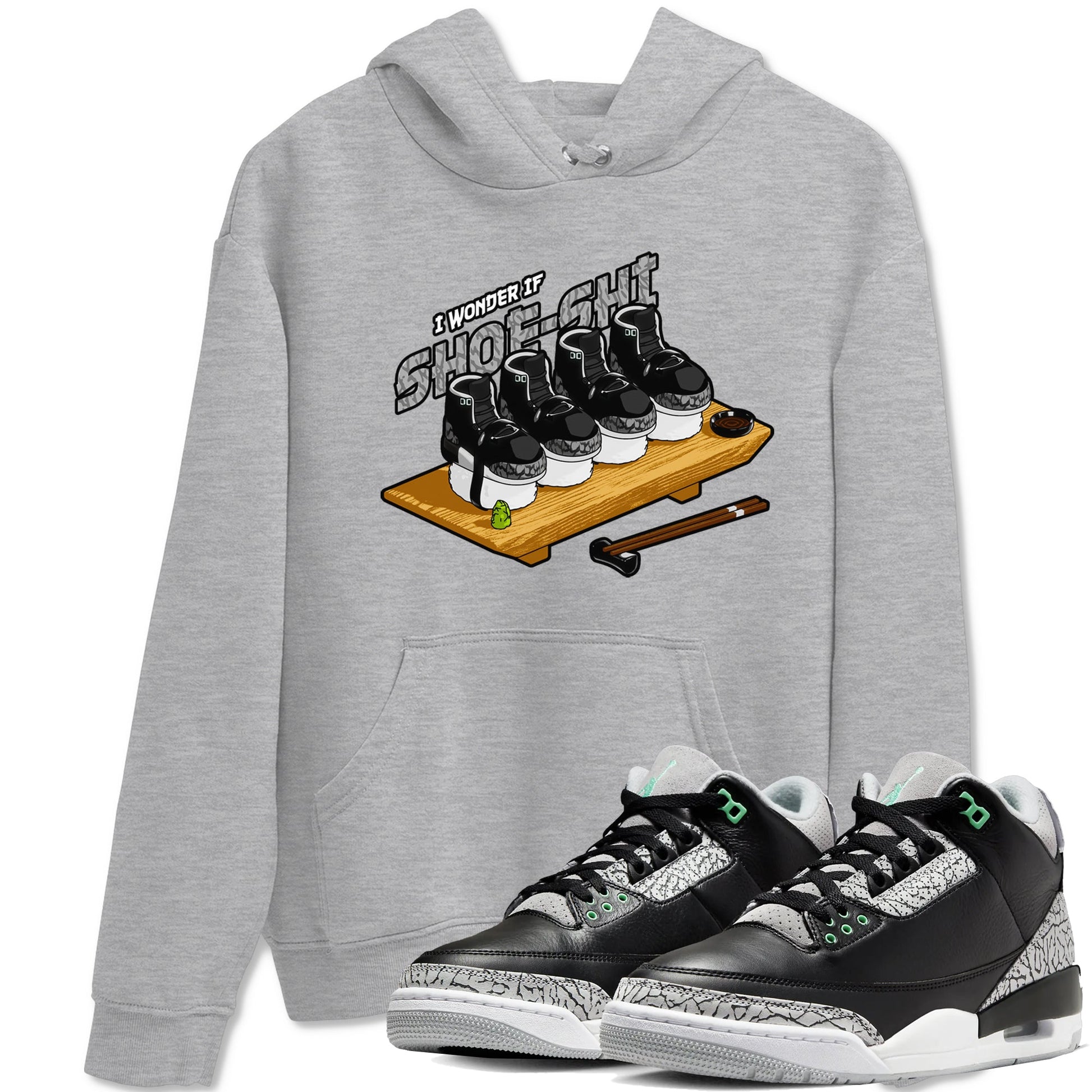 3s Green Glow shirt to match jordans Shoe-Shi sneaker tees Air Jordan 3 Green Glow SNRT Sneaker Release Tees unisex cotton Heather Grey 1 crew neck shirt