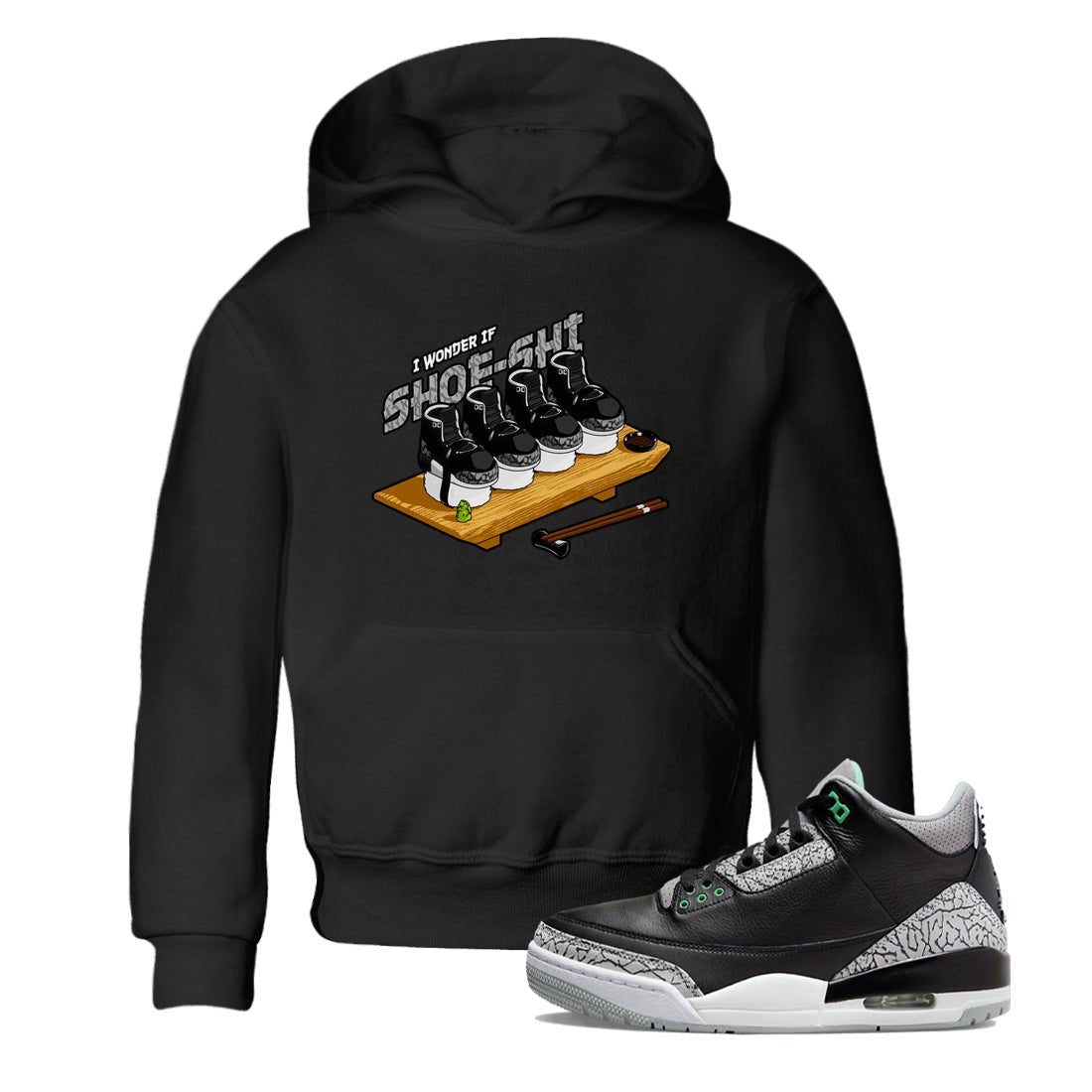 3s Green Glow shirt to match jordans Shoe-Shi sneaker tees Air Jordan 3 Green Glow SNRT sneaker release tees baby toddler Black 1 cotton Shirt