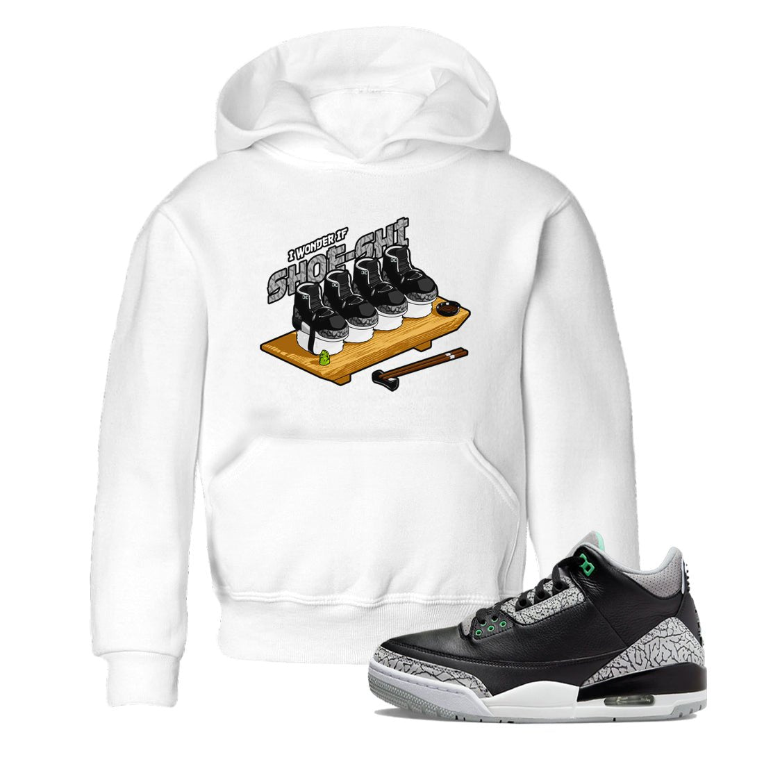 3s Green Glow shirt to match jordans Shoe-Shi sneaker tees Air Jordan 3 Green Glow SNRT sneaker release tees baby toddler White 1 cotton Shirt