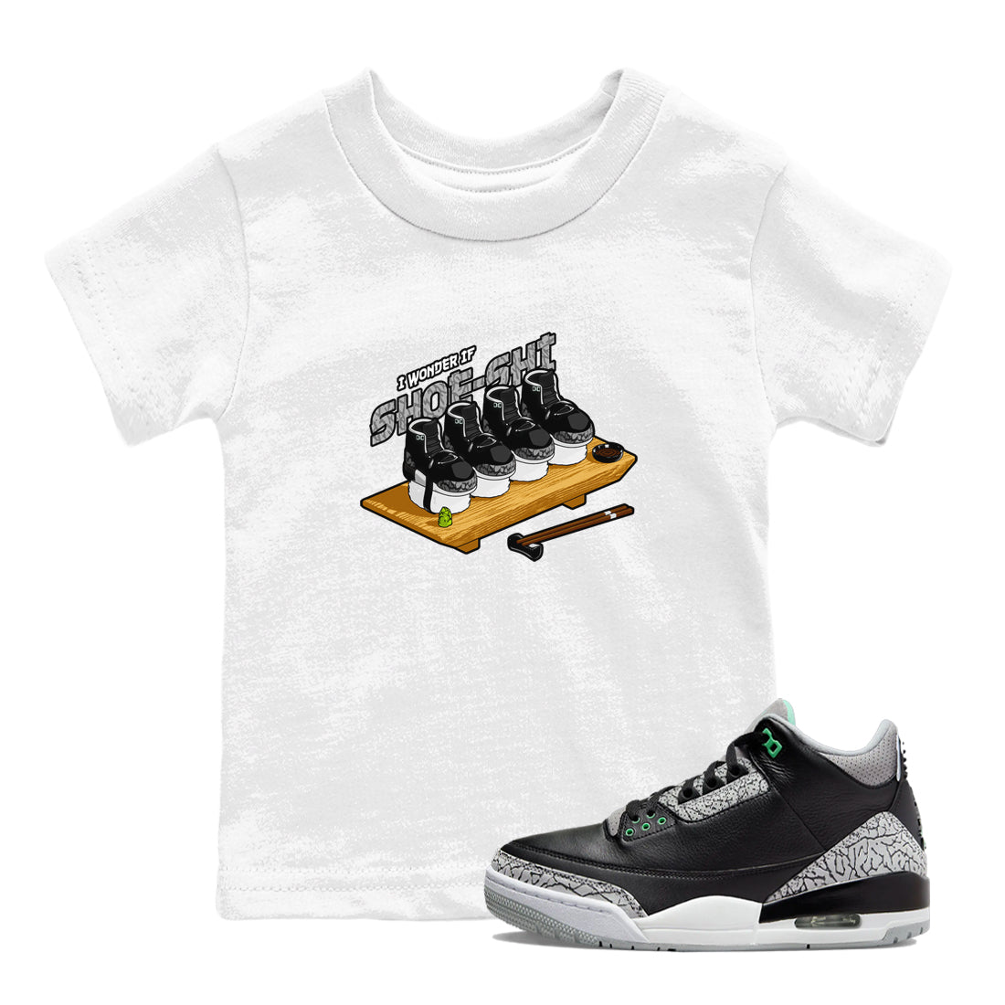 3s Green Glow shirt to match jordans Shoe-Shi sneaker tees Air Jordan 3 Green Glow SNRT sneaker release tees baby toddler White 1 cotton Shirt