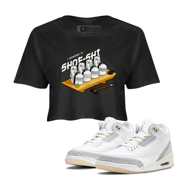 3s Ivory shirt to match jordans Shoe-Shi sneaker tees Air Jordan 3 Ivory SNRT Sneaker Release Tees Black 1 crop length shirt