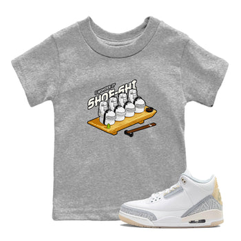 3s Ivory shirt to match jordans Shoe-Shi sneaker tees Air Jordan 3 Ivory SNRT sneaker release tees baby toddler Heather Grey 1 cotton Shirt